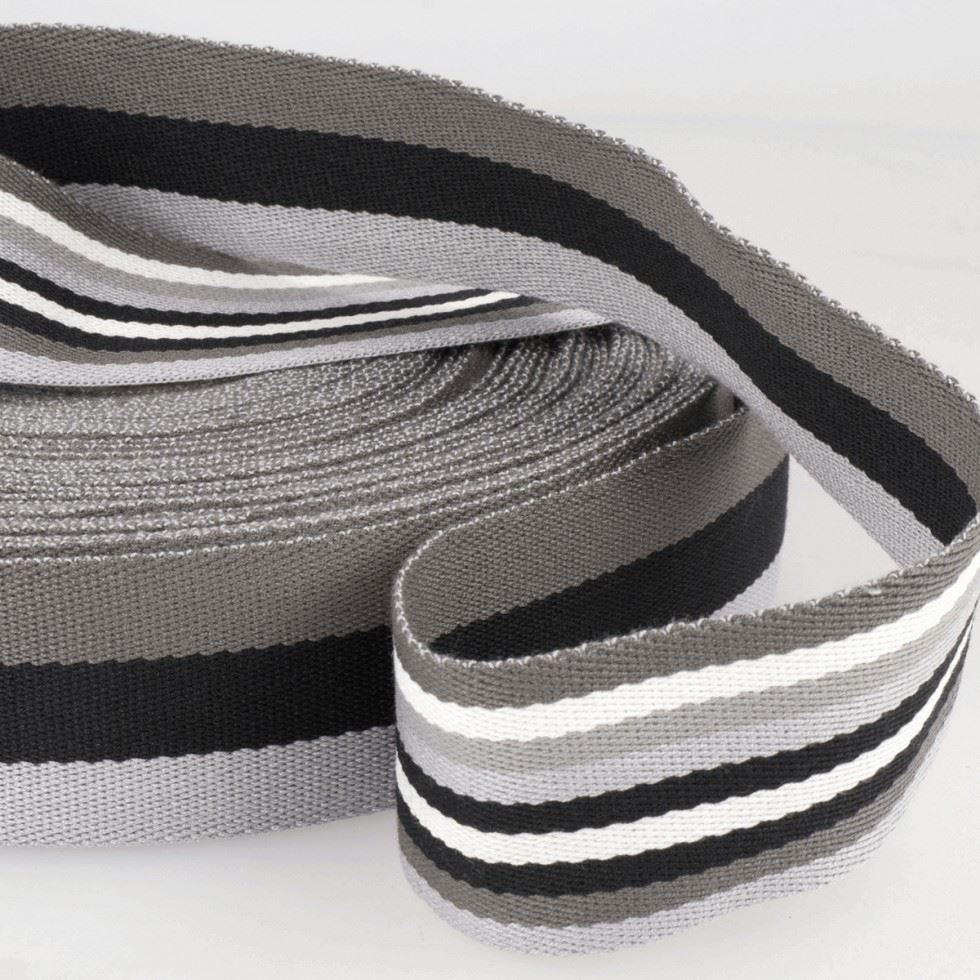 Stephanoise Double Sided Stripe Webbing Tape Greys
 