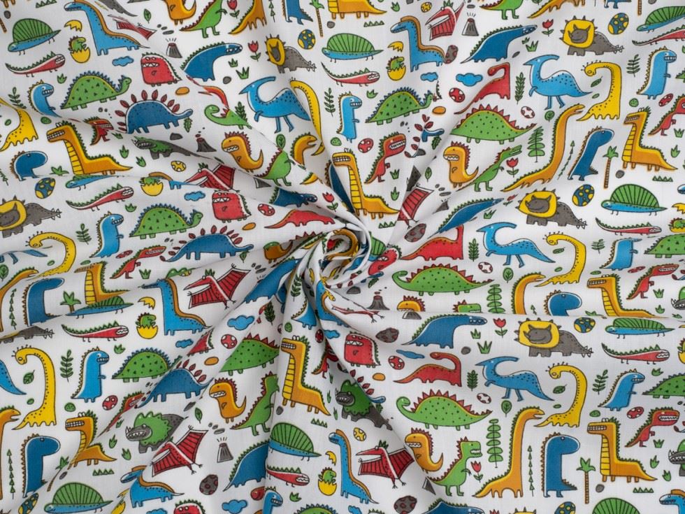 White Printed Polycotton Fabric