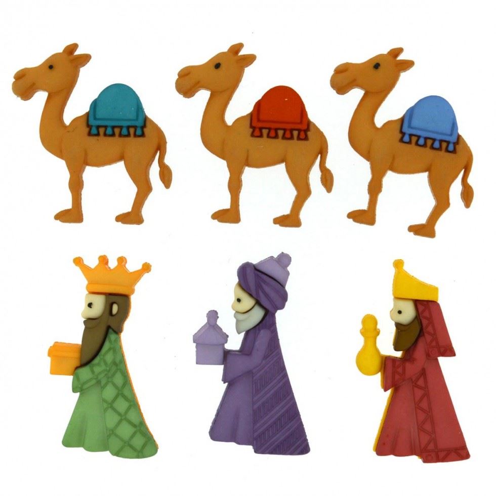 Dress It Up We Three Kings Christmas Buttons