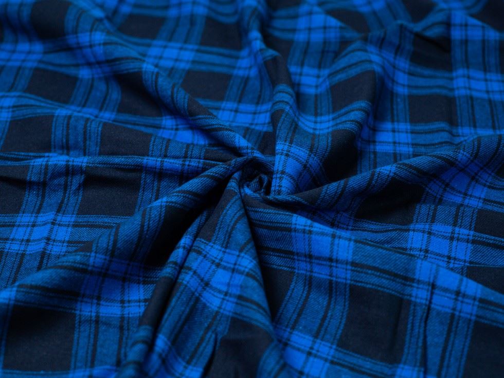 Minerva Core Range Navy & Blue Brushed Cotton Flannel Fabric