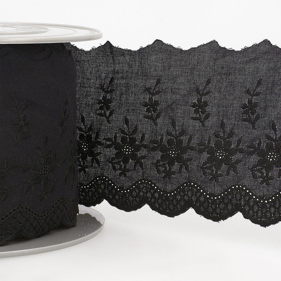Stephanoise Black Eyelet Lace Trim
