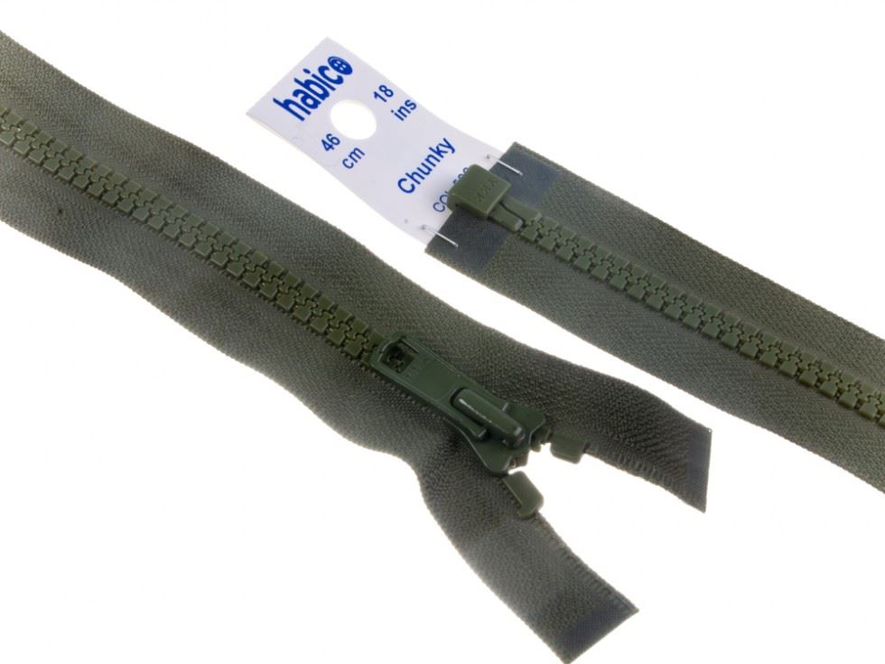 YKK Vislon Chunky Open End Zips Khaki Green