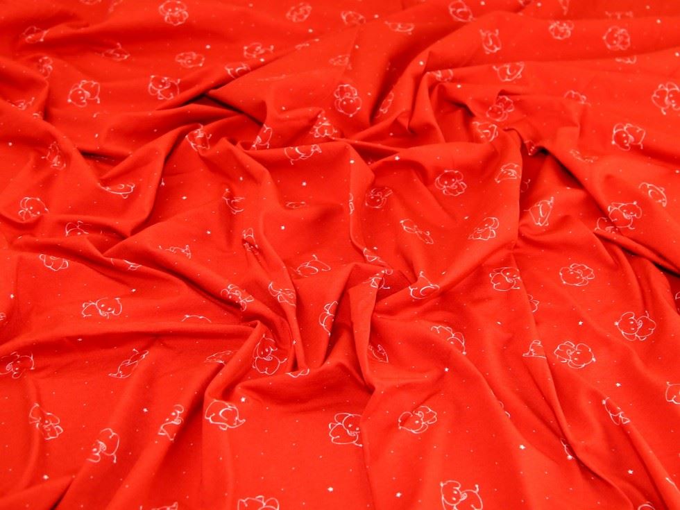 Red Deadstock Cotton Jersey Stretch Knit Fabric