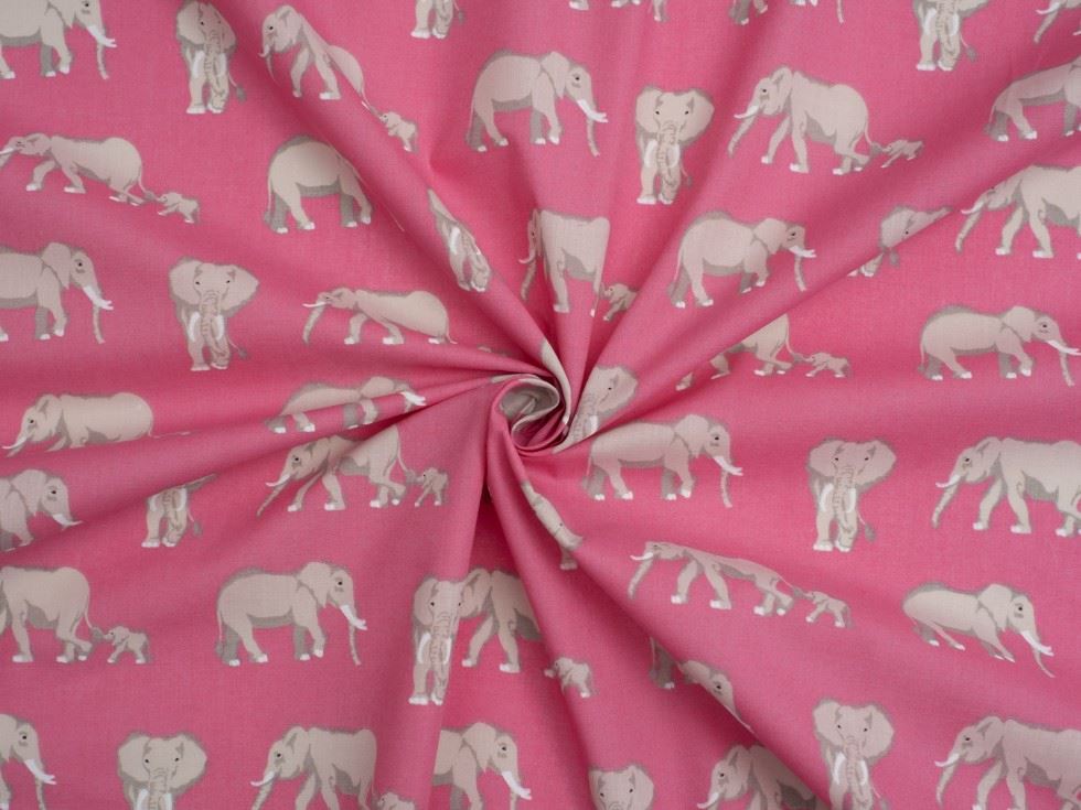 Pink Printed Polycotton Fabric