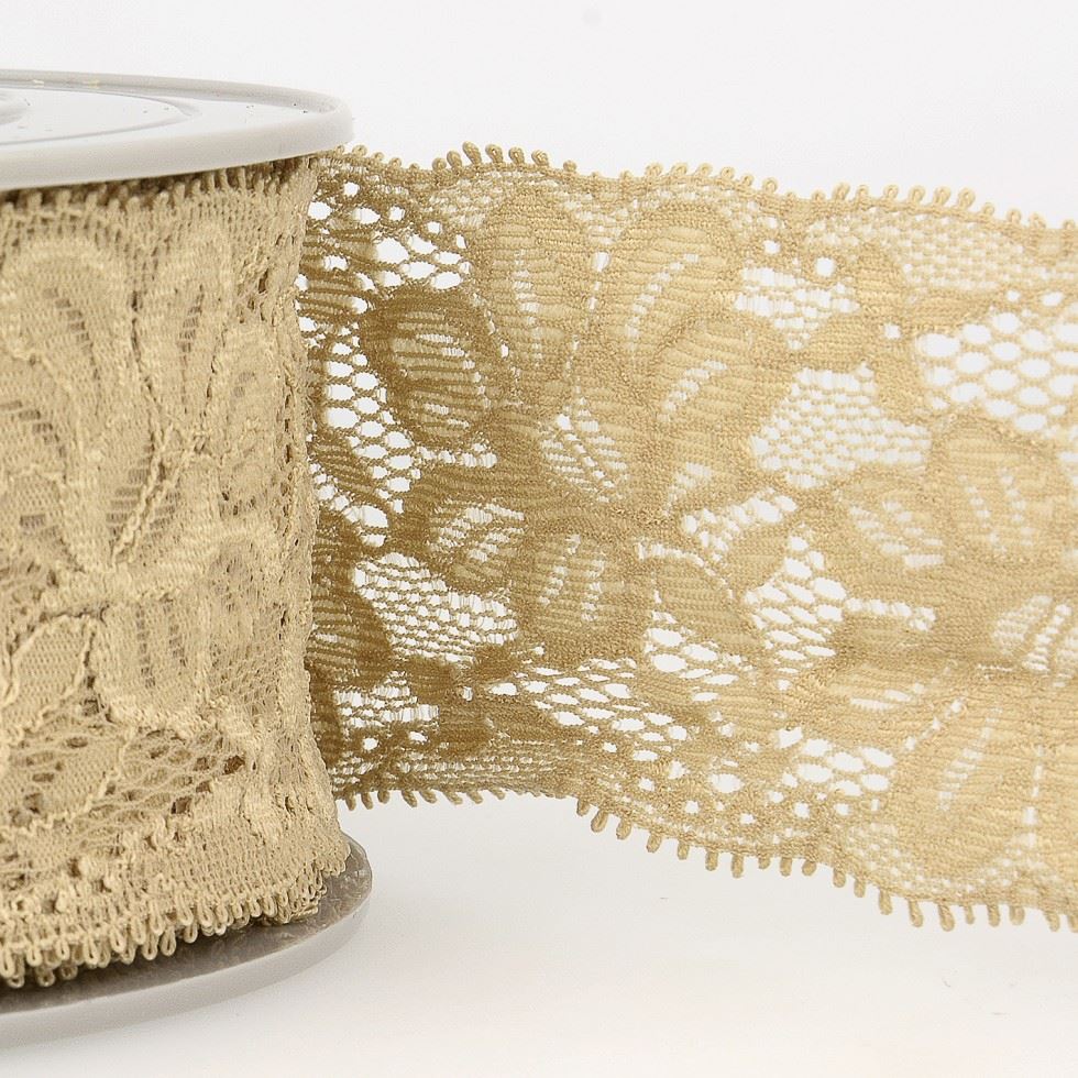 Stephanoise Stretch Lace Trim Mocha Brown