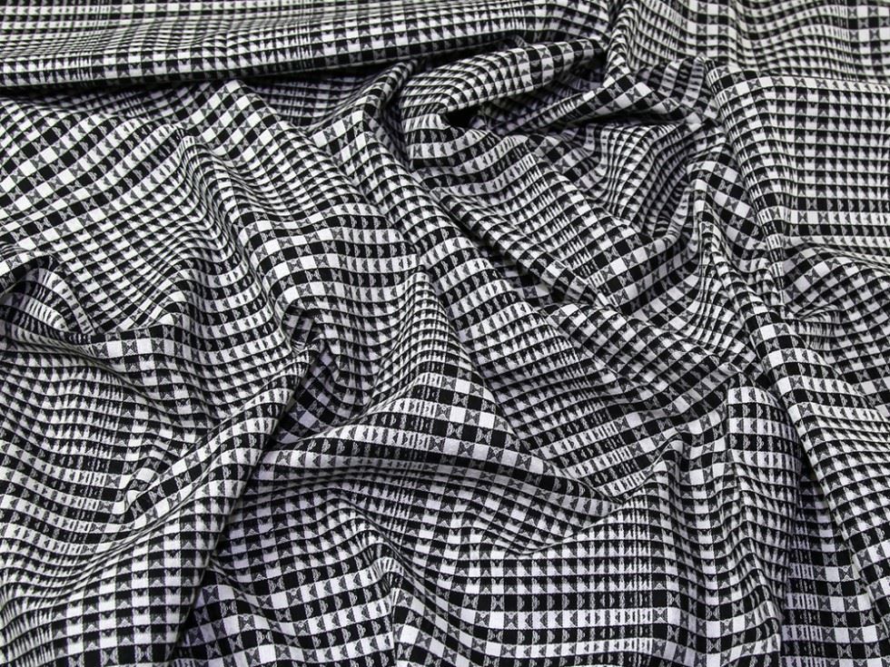 John Louden Stretch Woven Suiting Fabric Black & White