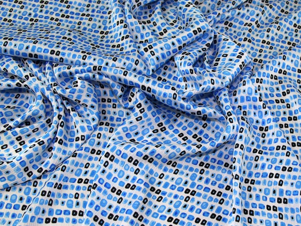 Turquoise Deadstock Crinkle Satin Fabric