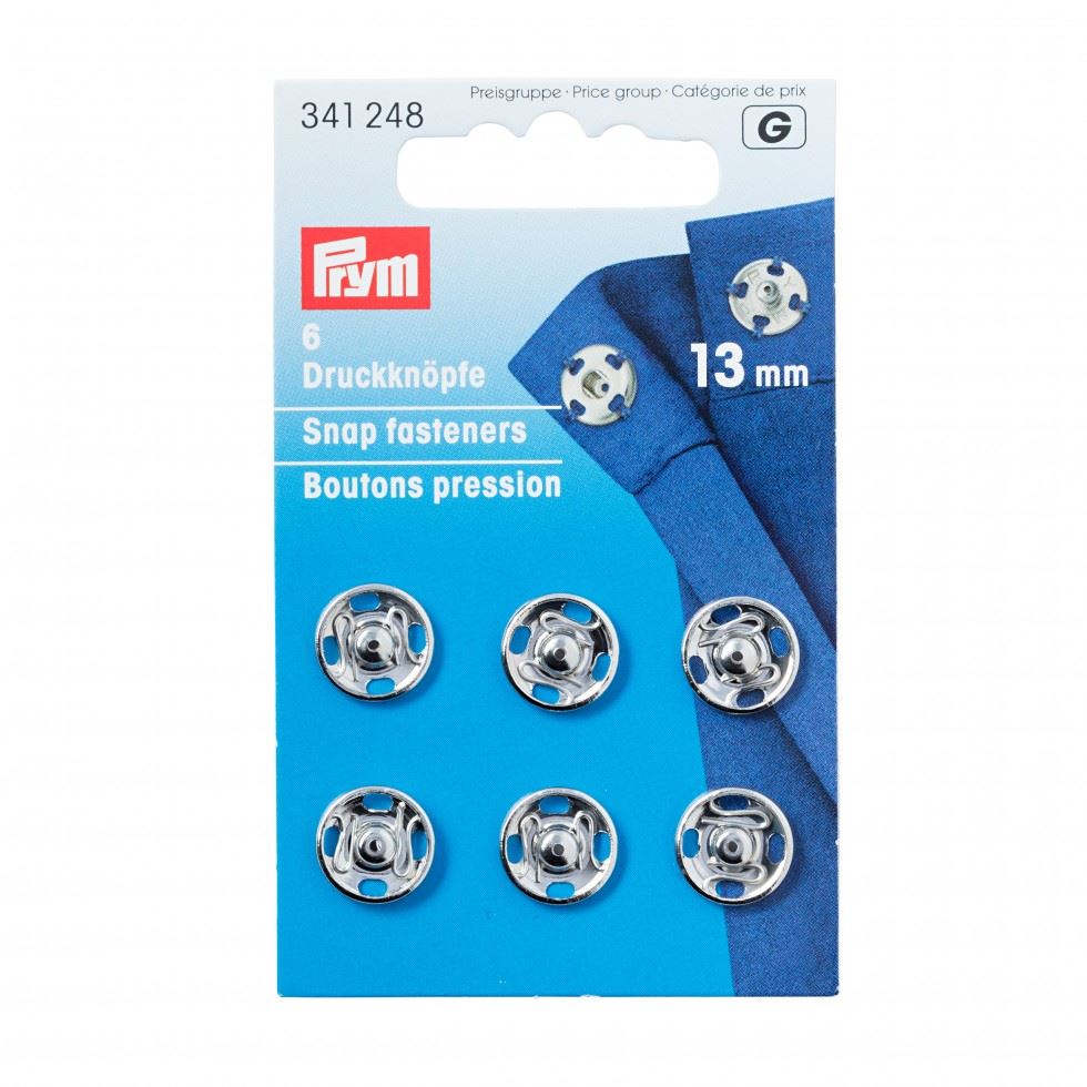 Prym Sew On Metal Snap Fasteners Silver