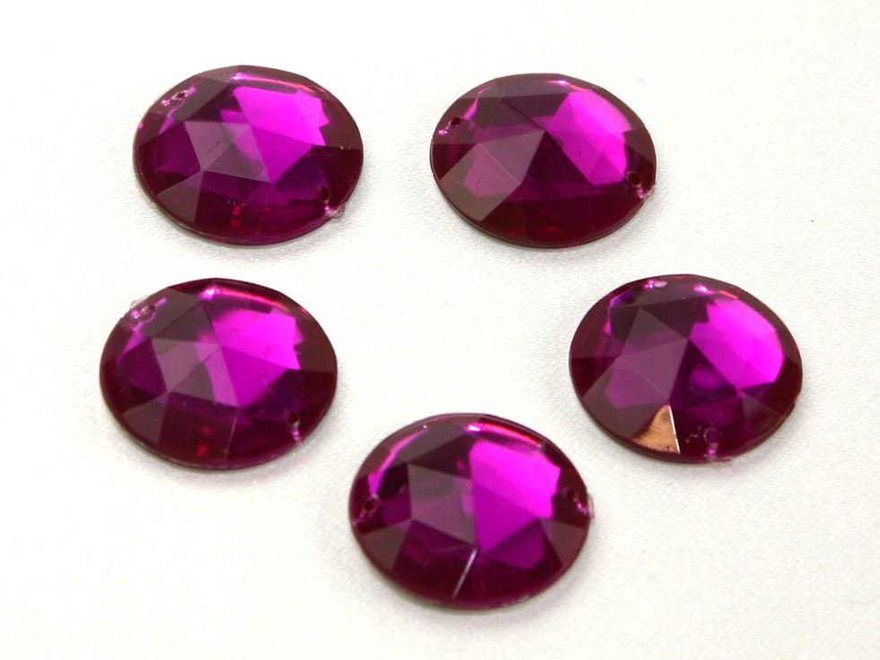 Round Acrylic Jewels Fuchsia Pink
 