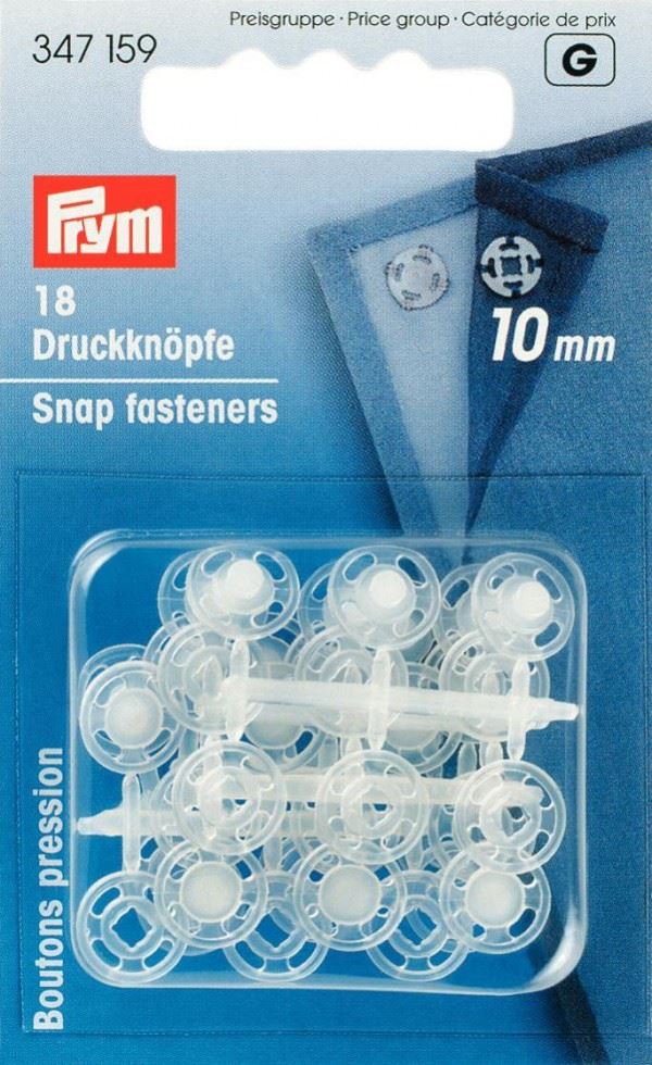 Prym Transparent Sew On Plastic Snap Fasteners