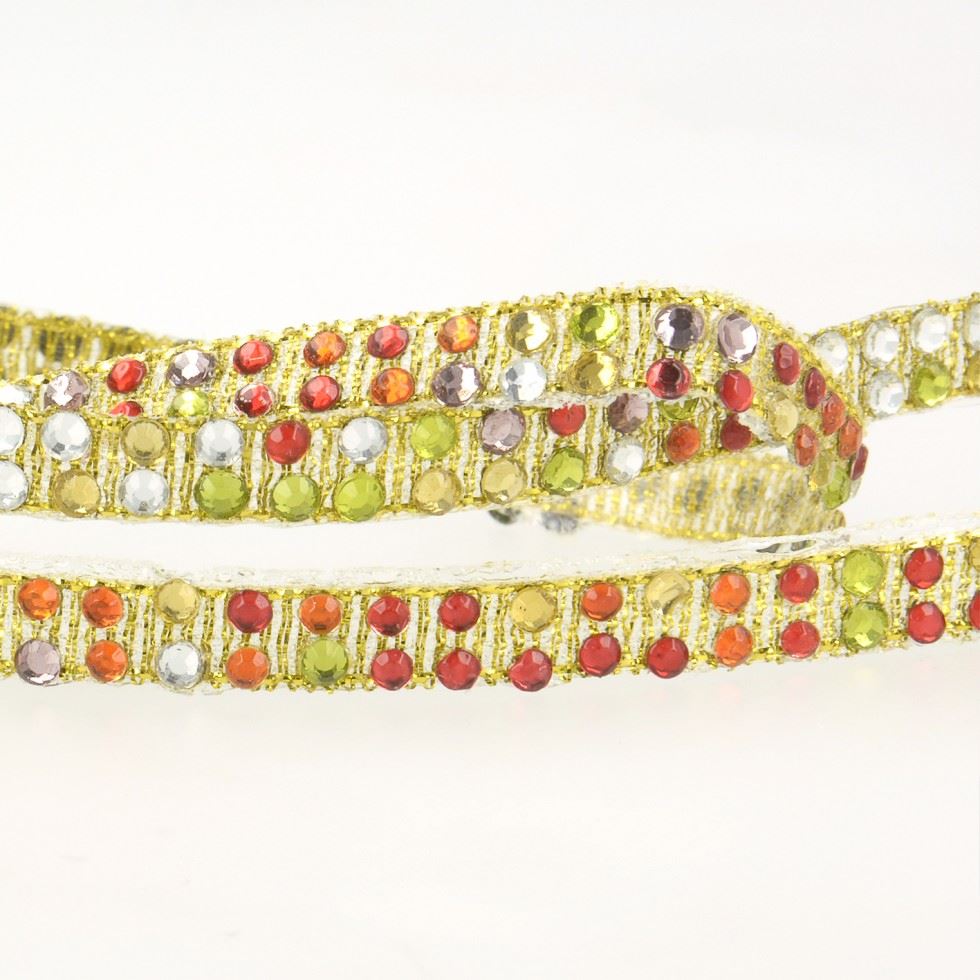 Stephanoise Iron On Rhinestone Trim Green Multi
 