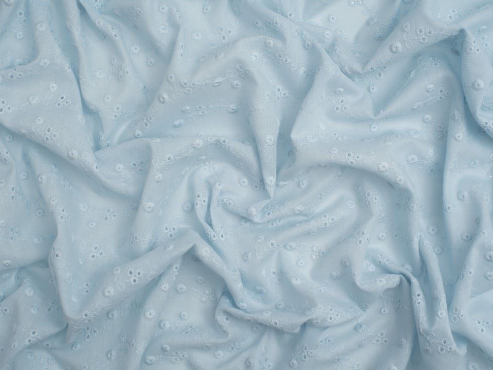 Broderie Anglaise Cotton Fabric Blue
 