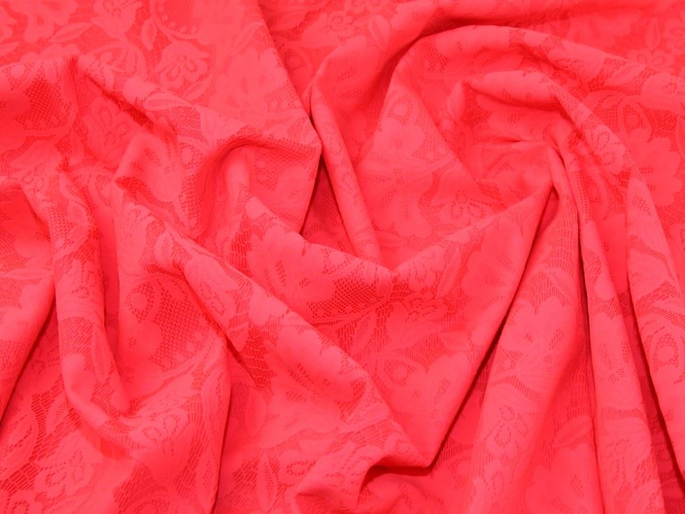 Lady Mcelroy Neon Pink Lace Scuba Stretch Knit Fabric