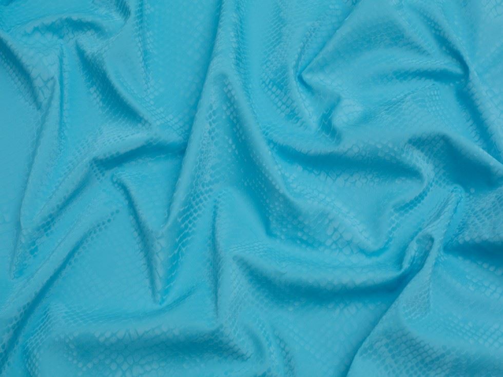 Minerva Core Range Turquoise Snakeskin Activewear Lycra Four Way Stretch Knit Fabric
