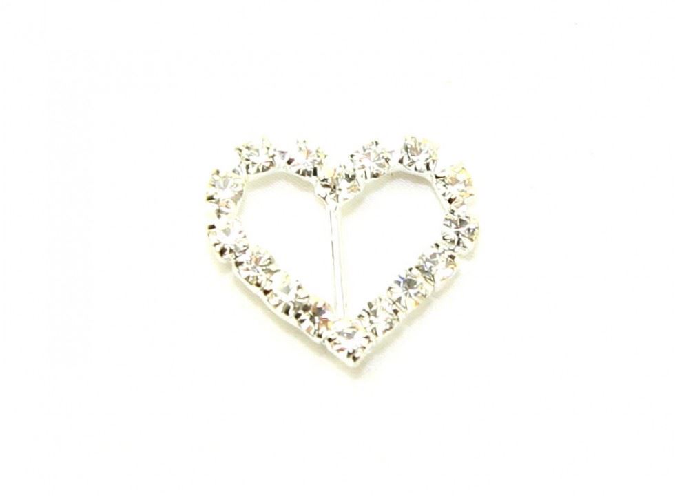 Silver Diamante Heart Buckle