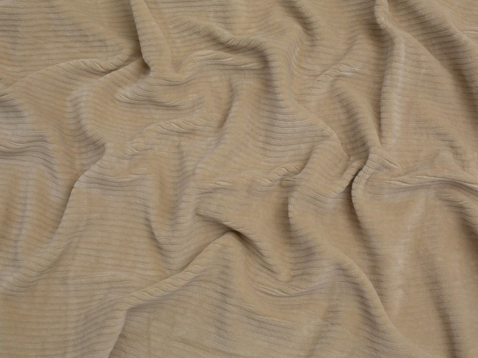 Minerva Core Range Cream 8 Wale Velour Rib Stretch Knit Cord Fabric