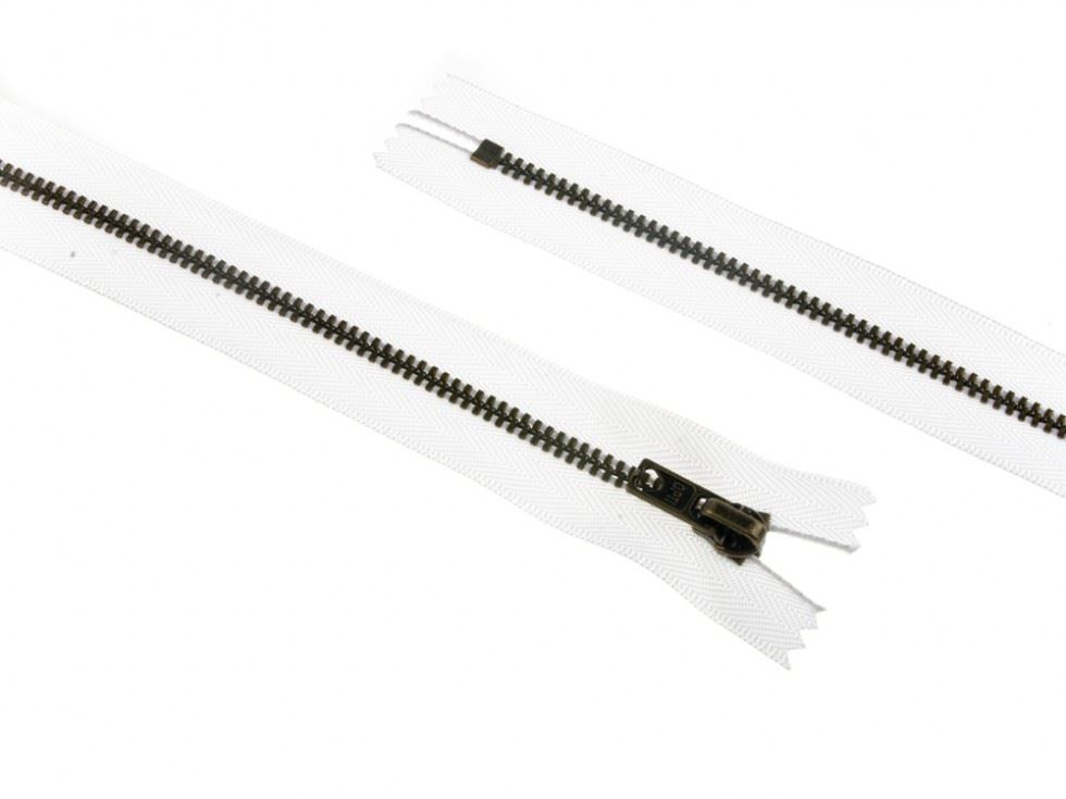 Opti Antique Metal Closed End Zips White
 