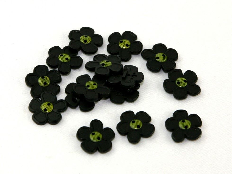 Dill Black Flower Buttons (Value Pack)