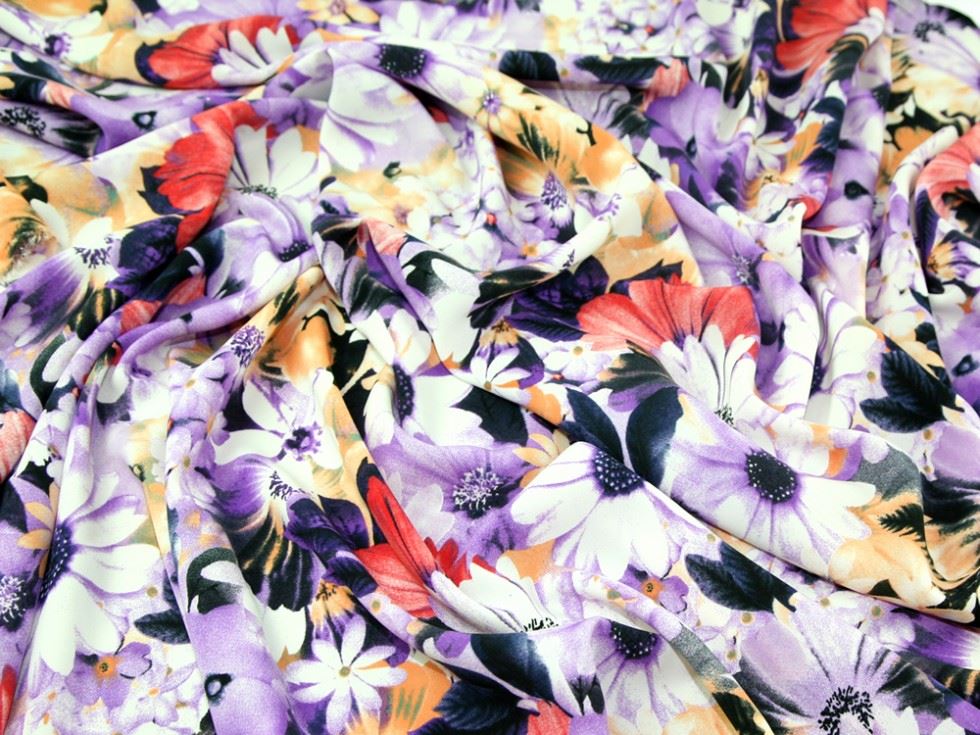 John Kaldor Purple & Orange Hermione Crepe Fabric