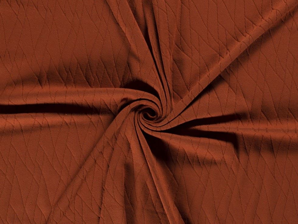 Cotton Jacquard Textured Stretch Knit Fabric Rust
 