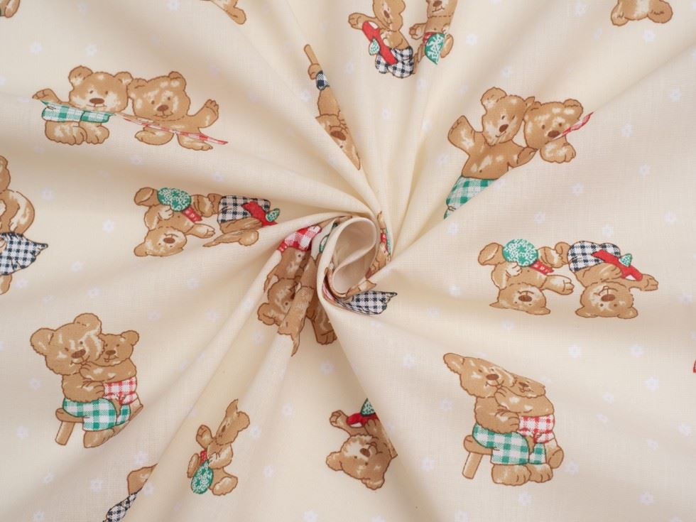 Cream Printed Polycotton Fabric