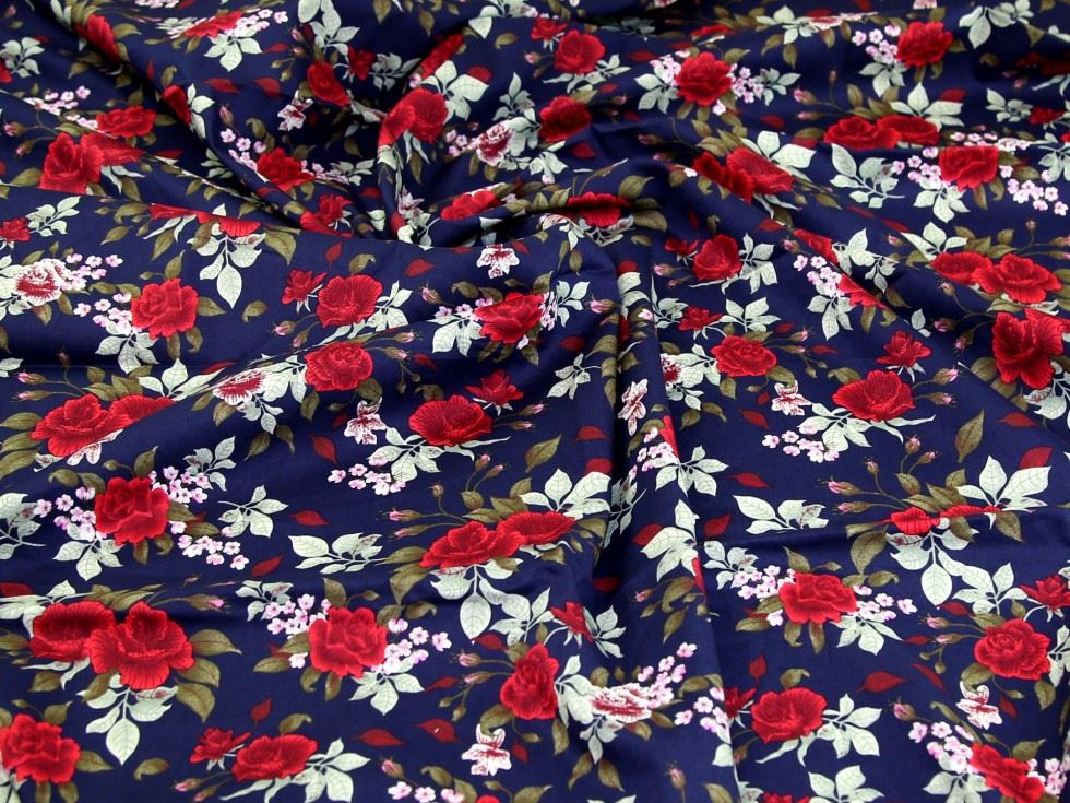 Navy Deadstock 100% Cotton Poplin Fabric
