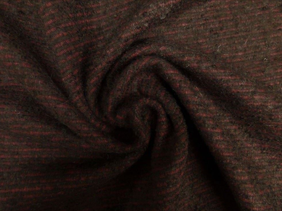 Lady Mcelroy Black & Claret Wool Tweed Coating Fabric