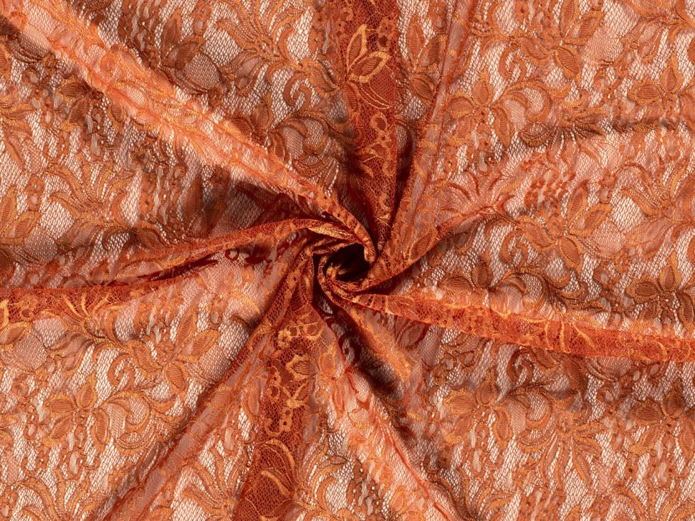 Stretch Lace Fabric Rust
