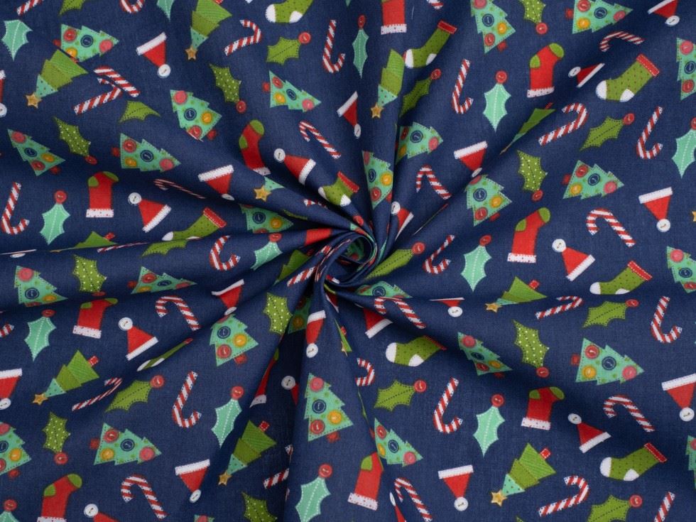 Blue Printed Polycotton Fabric