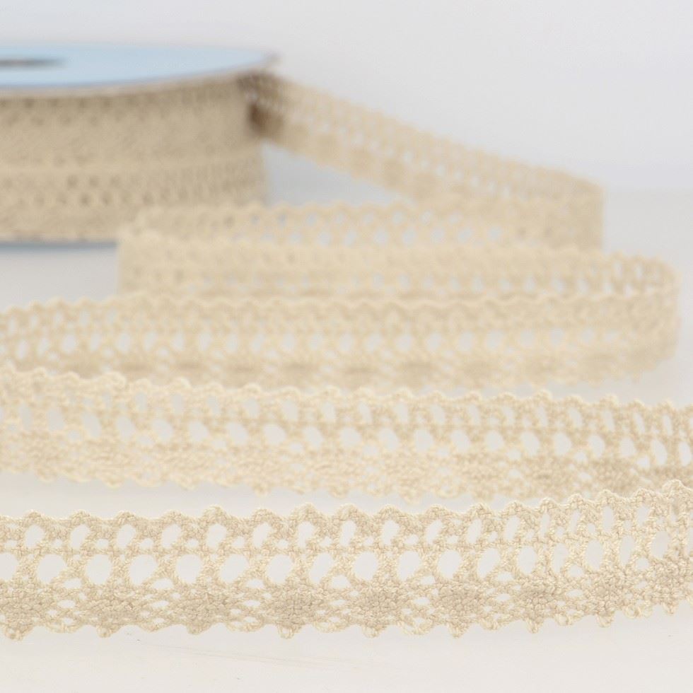 Stephanoise Cotton Lace Trim Beige
 