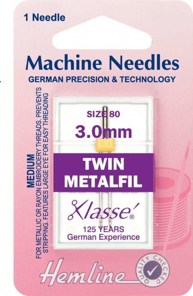 Hemline Twin Metalfil Machine Needles