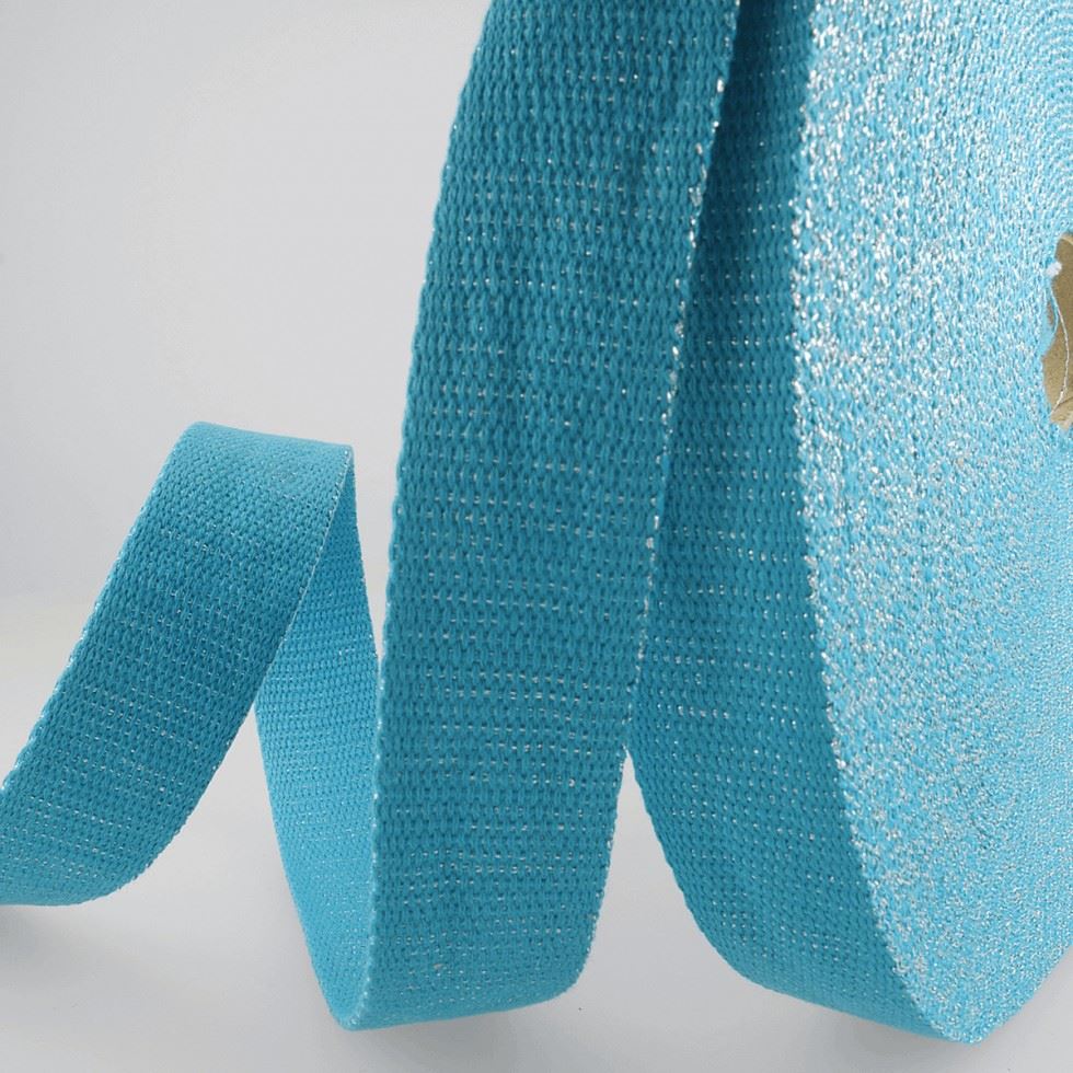 Stephanoise Metallic Sparkle Webbing Tape Turquoise