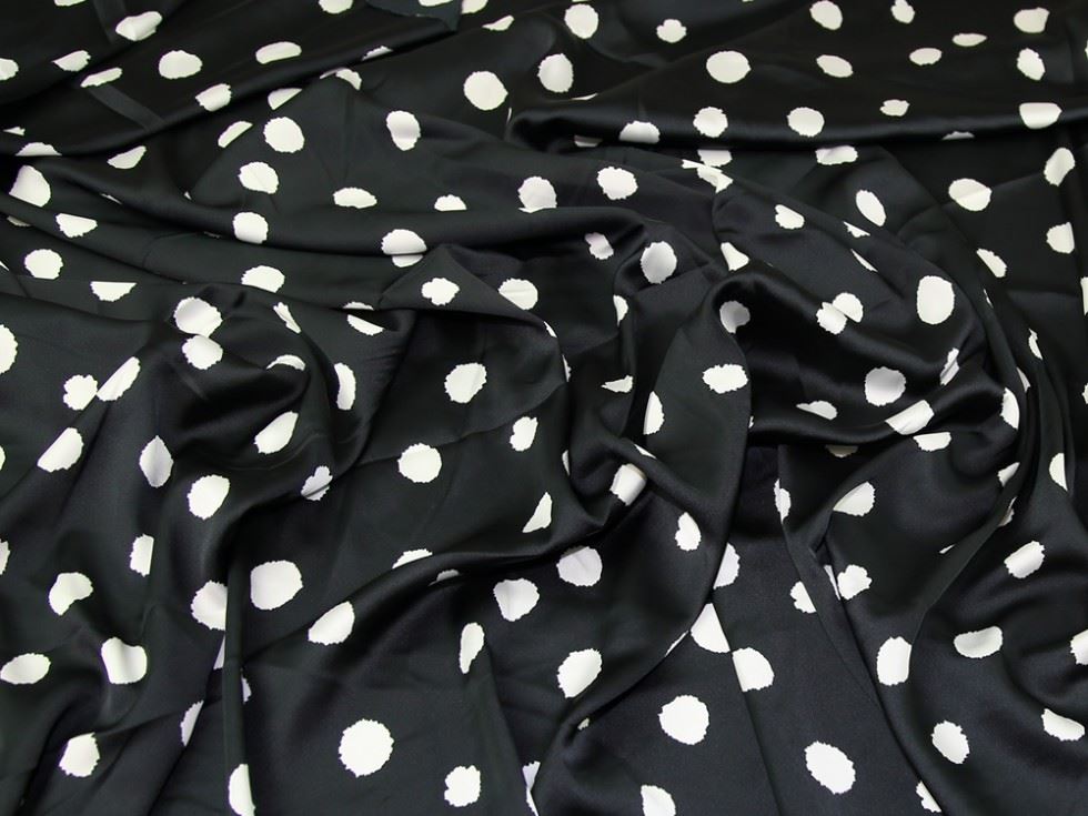 John Kaldor Cassandra Charmeuse Silky Satin Fabric Black & Ivory
 