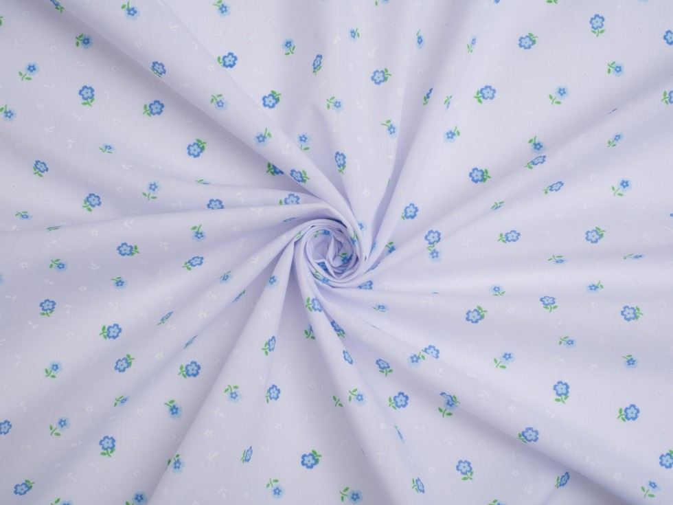 Blue Printed Polycotton Fabric