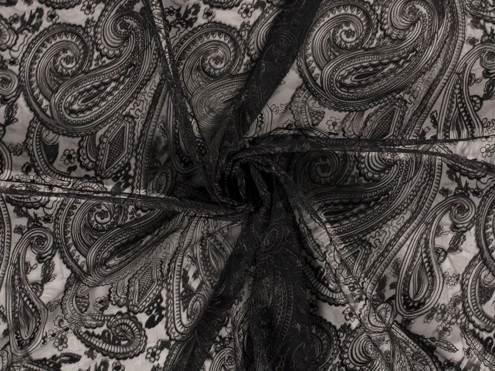 Embroidered Lace Fabric Black