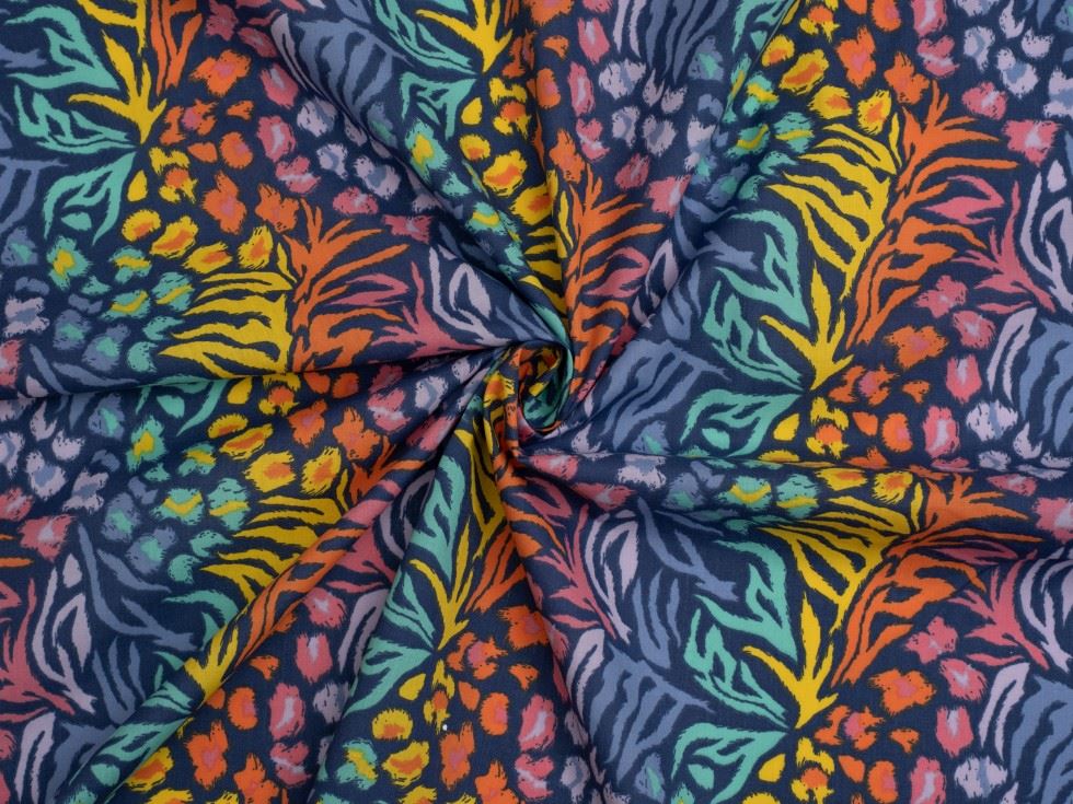 Blue Printed Polycotton Fabric
