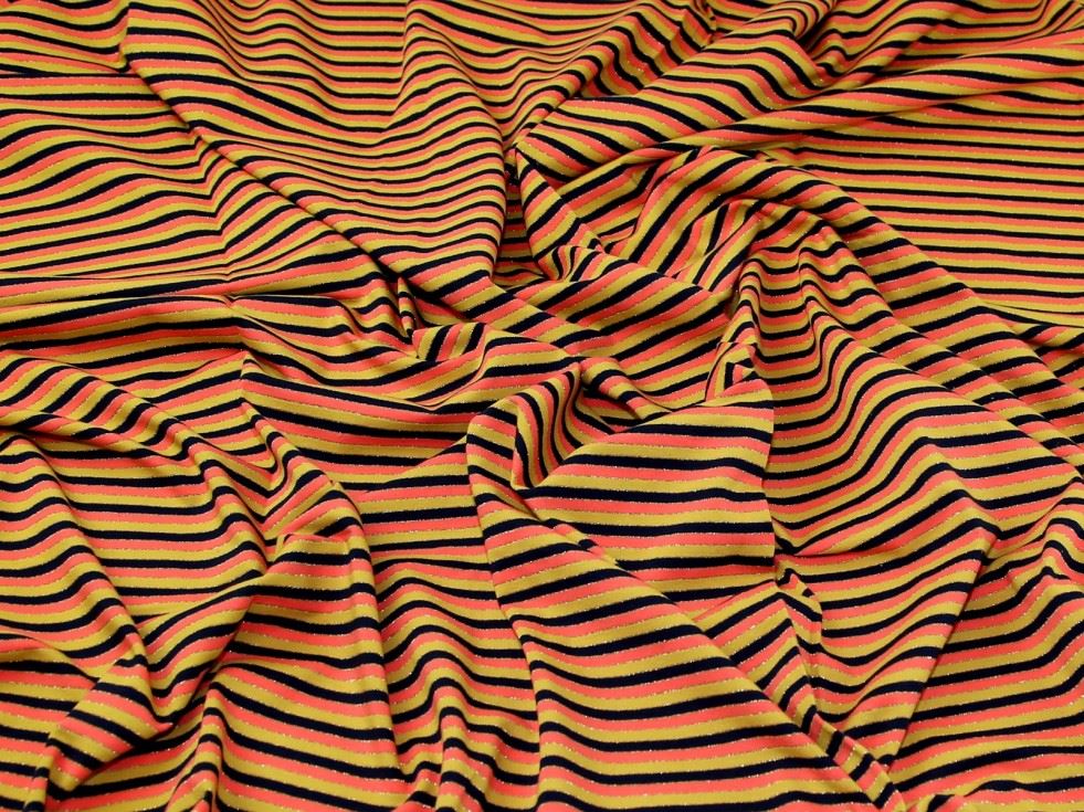 John Louden Ochre Lurex Cotton Jersey Stretch Knit Fabric