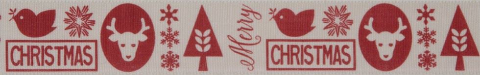 Berisfords Christmas Motif Ribbon Red