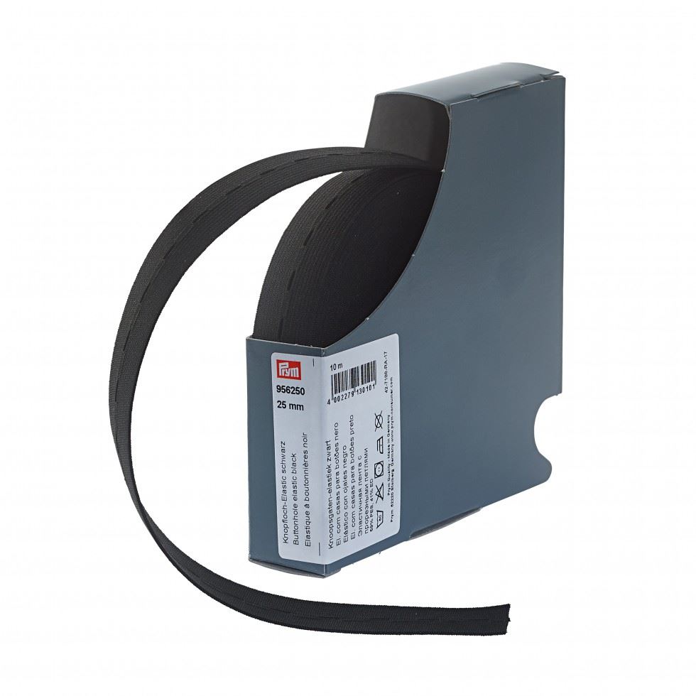 Prym Black Knitted Buttonhole Elastic