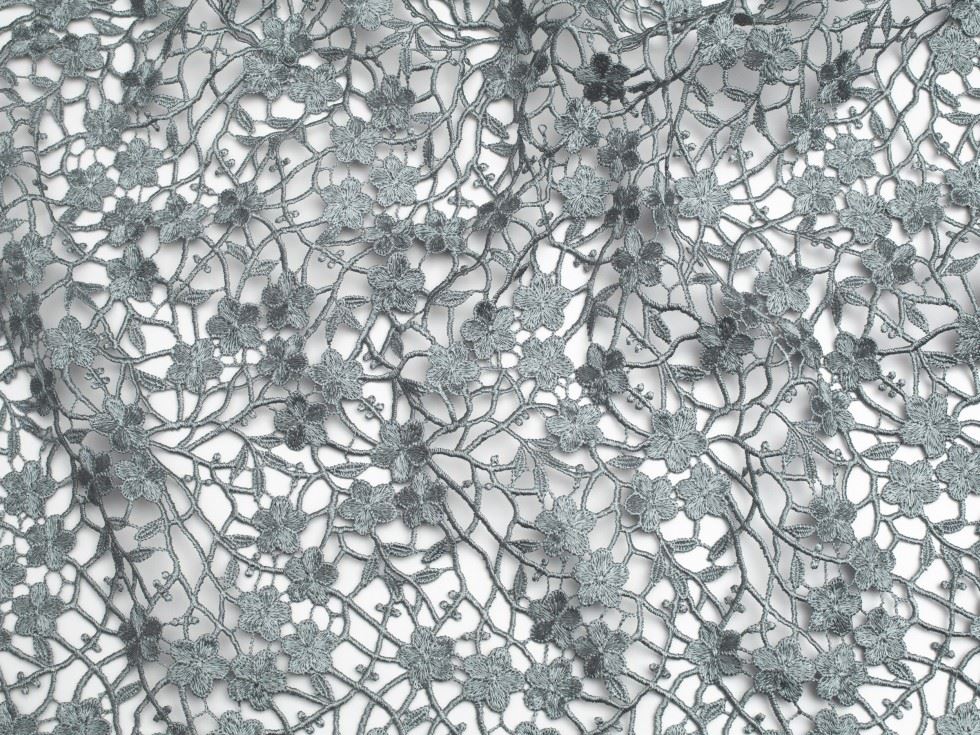 Minerva Core Range Grey Heavy Guipure Lace Fabric