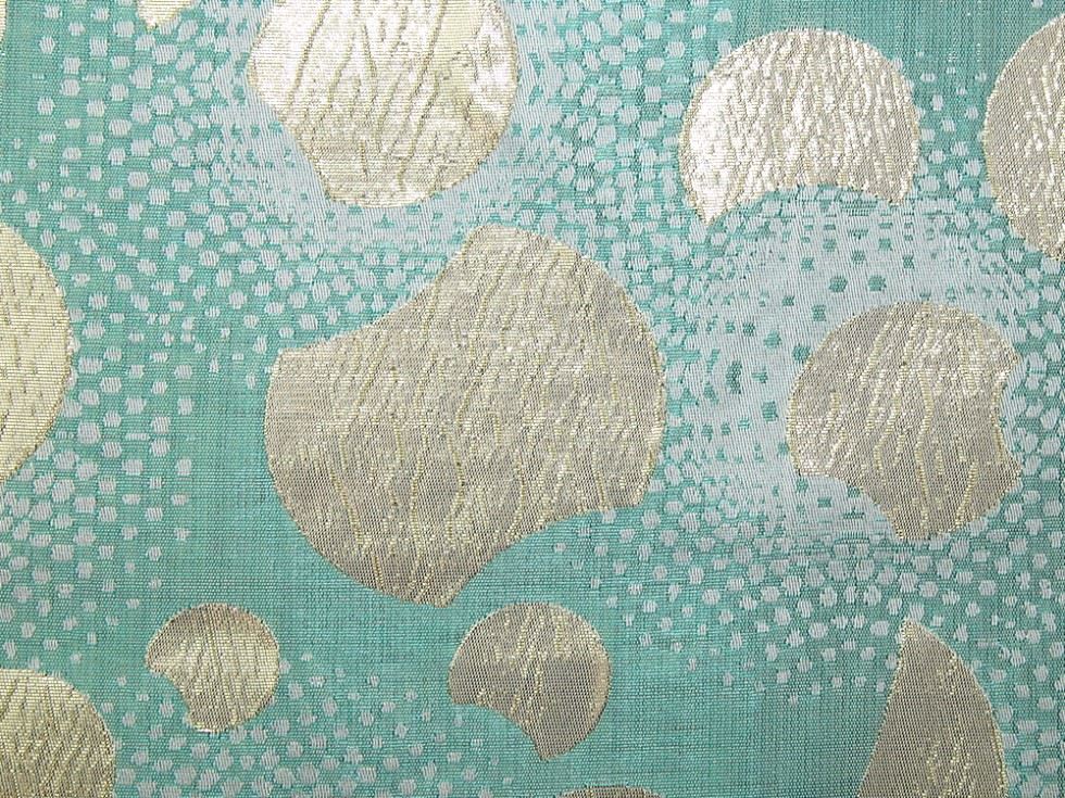 Mint Green & Gold Deadstock Metallic Woven Brocade Fabric