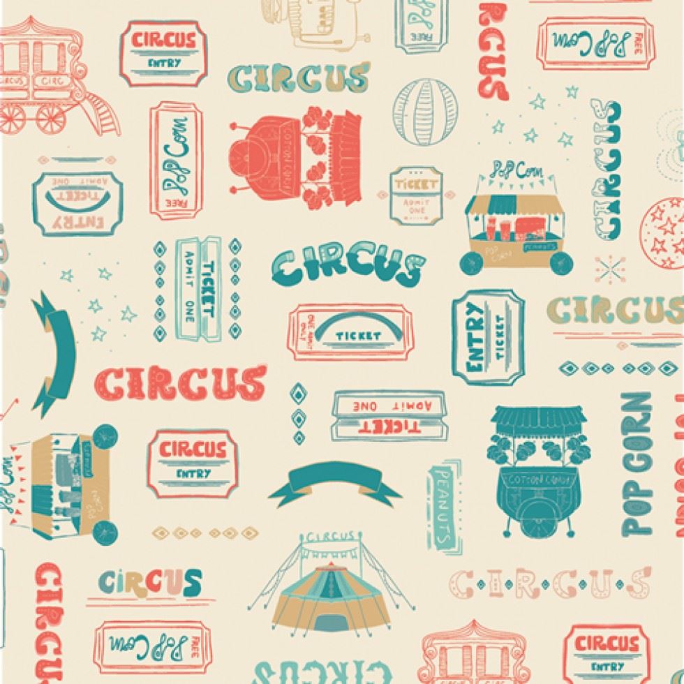 Art Gallery Fabrics Petite Circus Brushed Cotton Flannel Fabric Enjoy the Show