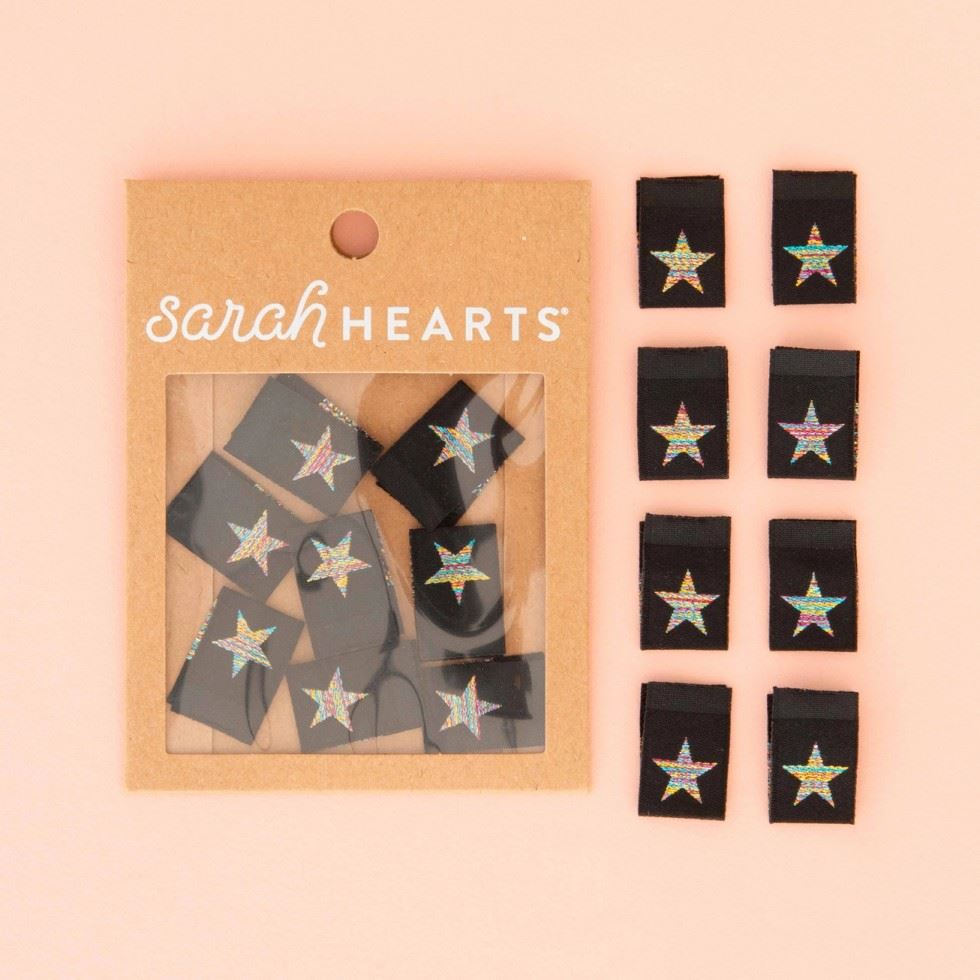 Sarah Hearts Metallic Rainbow Star Woven Labels
 