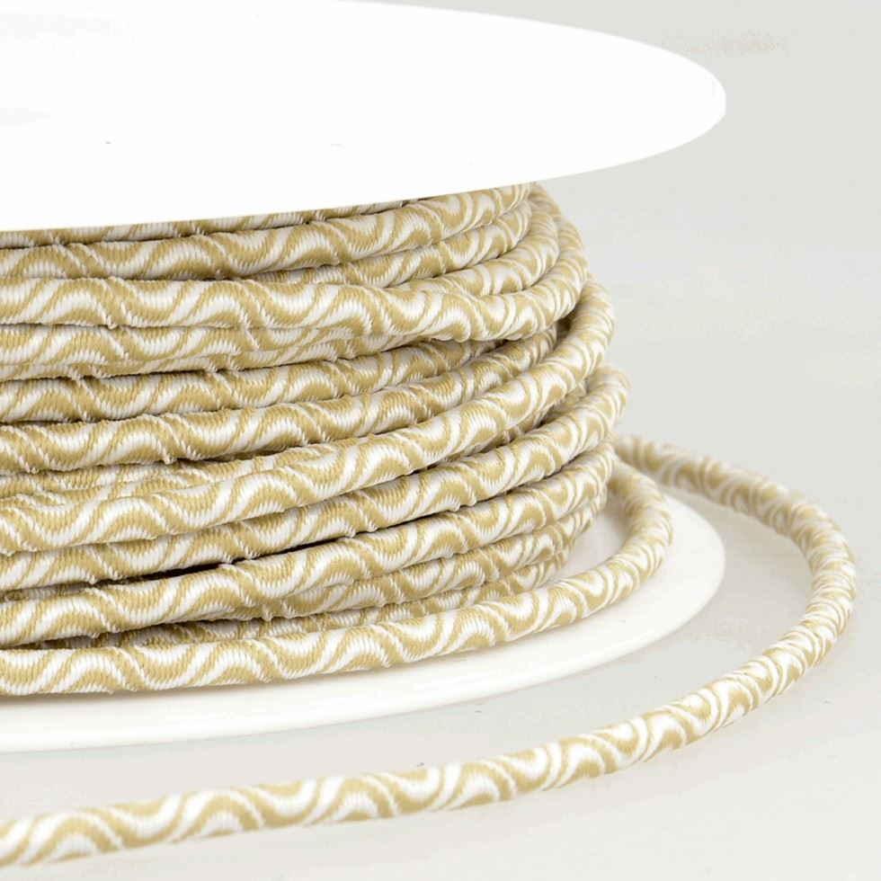Stephanoise Wave Patterened Round Elastic White & Beige