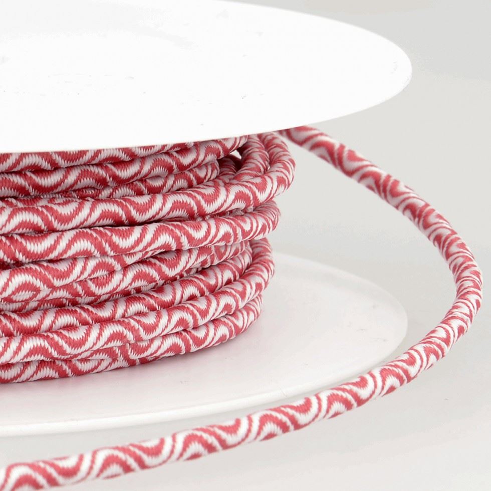 Stephanoise Wave Patterened Round Elastic White & Pink