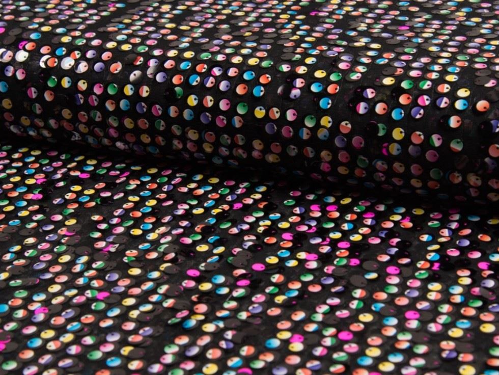 Multicoloured Deadstock Sequin Mesh Fabric
