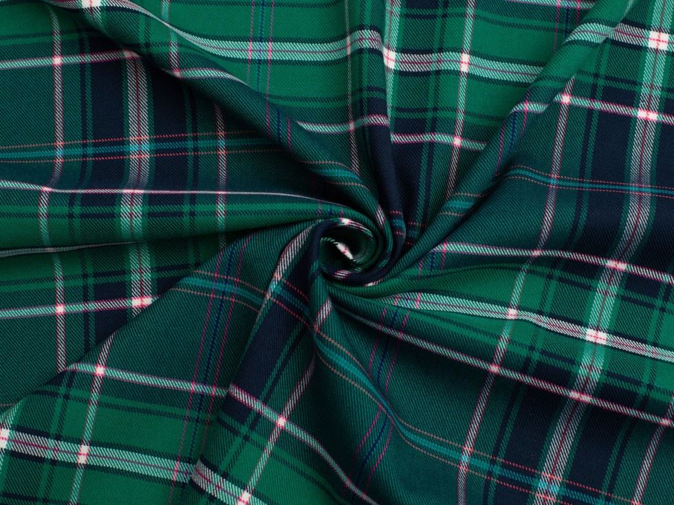Stretch Woven Polyester Viscose Suiting Fabric Jade & Navy