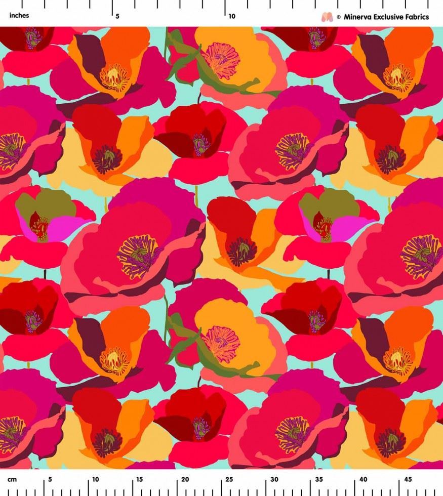 Minerva Exclusive Linen Fabric - POD - Positively Poppies - per metre - Picture 7 of 8