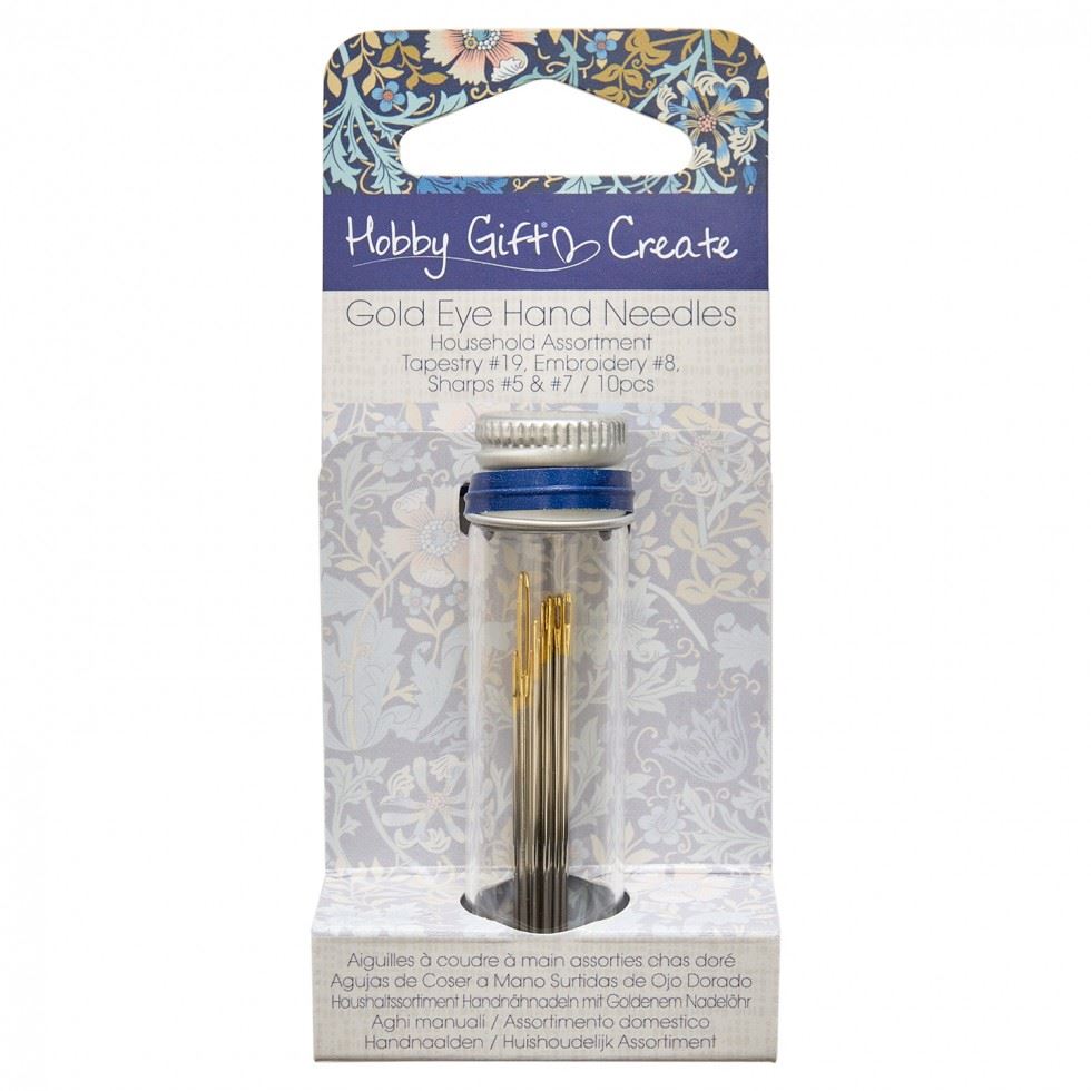 Hobby And Gift Gold Woodblock Floral Eye Assorted Sewing Needles