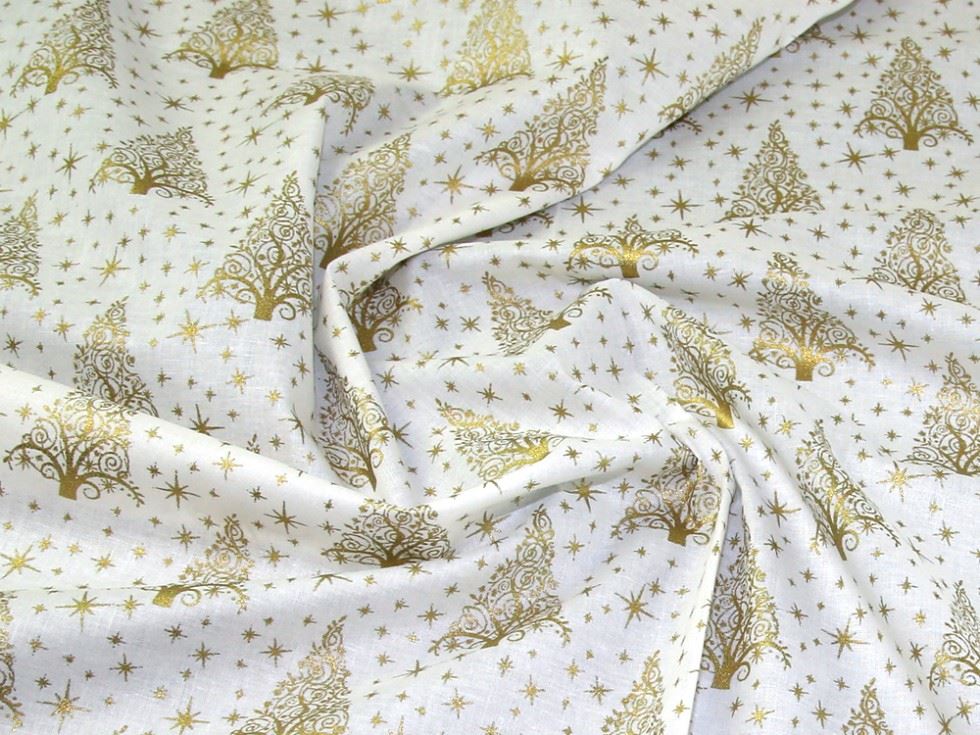 Deadstock 100% Cotton Fabric Gold on White
 